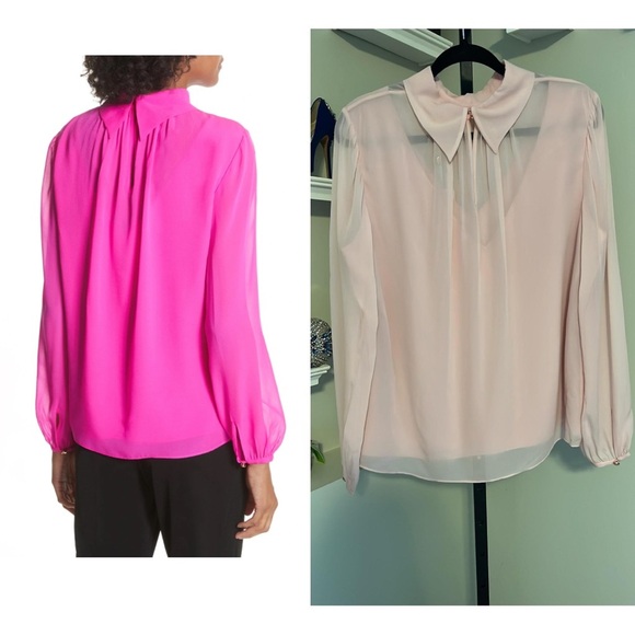 TED BAKER
Ruched Silk High Neck Blouse In Bright Pink - Picture 2 of 11